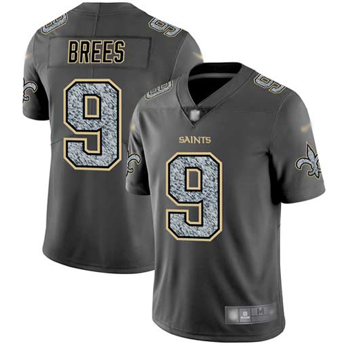 Men New Orleans Saints Limited Gray Drew Brees Jersey NFL Football 9 Static Fashion Jersey